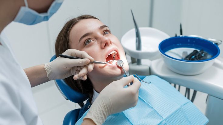 Dentist performing surgical wisdom tooth removal