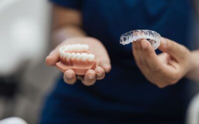 Patient wearing clear aligners for invisible teeth straightening